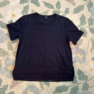 Lululemon navy crop top with mesh trim